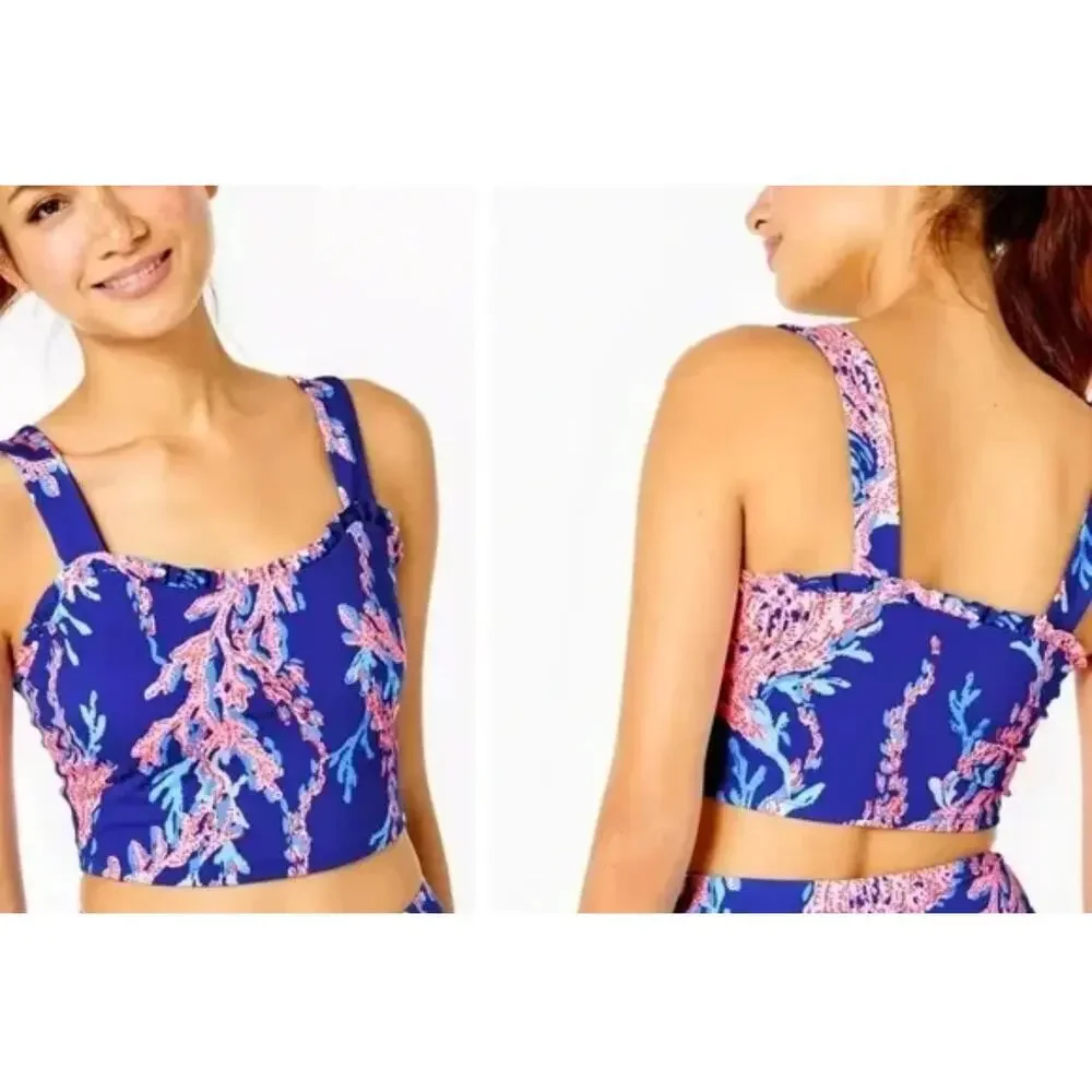 Lilly Pulitzer UPF 50+ Luxletic Zahara Ruffle Sports Bra Size 8 NWT